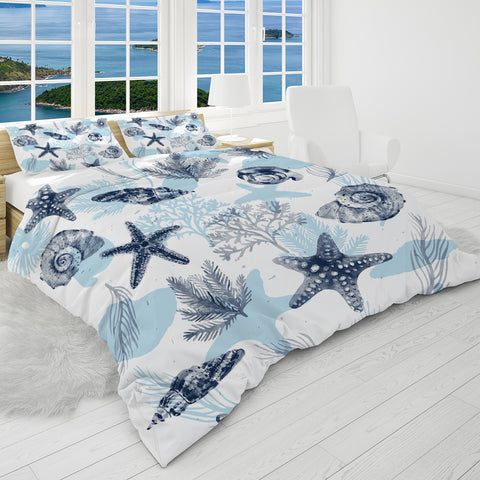 Ocean Blues Reversible Bed Cover Set