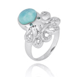 Octopus with Larimar and London Blue Topaz Ring