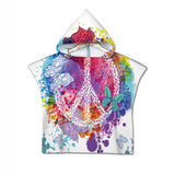 Peace on the Beach Quick-Dry Hooded Poncho Towel
