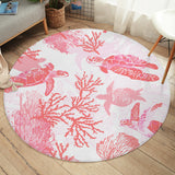 Red Coral Wonders Round Floor Mat