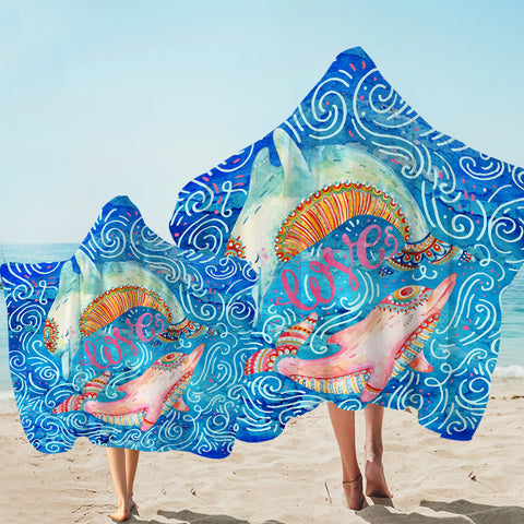 Love Dolphins Hooded Towel