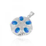 Sand Dollar Blue Opal Pendant