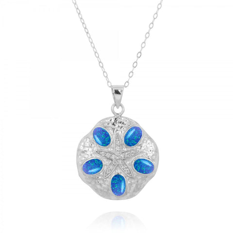 Sand Dollar Blue Opal Pendant