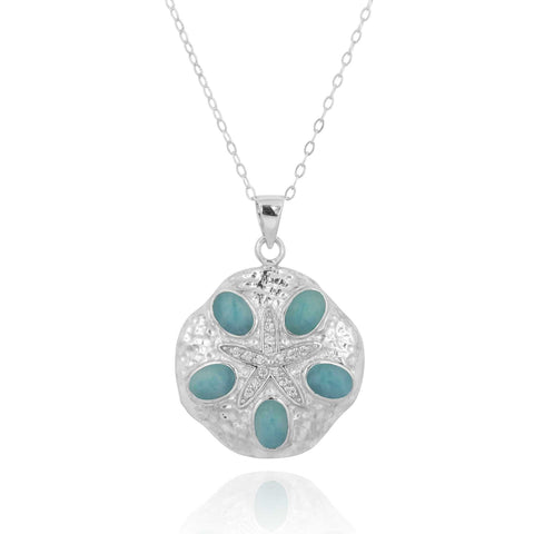 Sand Dollar Larimar Pendant