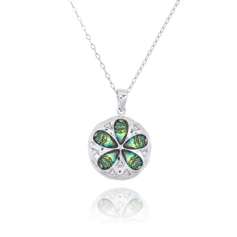 Sand Dollar with Abalone shell and CZ Pendant