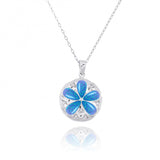 Sand Dollar with Blue Opal and CZ Pendant