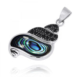 Sea Shell Pendant with Abalone shell and Black Spinel