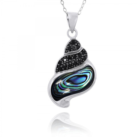 Sea Shell Pendant with Abalone shell and Black Spinel