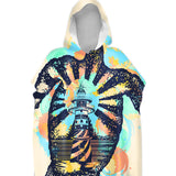 Sea Turtle Lighthouse Sand-Free Surf Poncho, Warm, Windproof, Changing Towel Hoodie