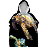 Sea Turtles in Black Sand-Free Surf Poncho, Warm, Windproof, Changing Towel Hoodie
