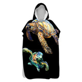 Sea Turtles in Black Sand-Free Surf Poncho, Warm, Windproof, Changing Towel Hoodie