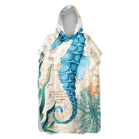 Seahorse Life Sand-Free Surf Poncho, Warm, Windproof, Changing Towel Hoodie