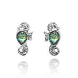 Seahorse Stud Earrings with Pear Shape Abalone shell