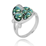 Seashell Ring with Abalone shell and White CZ