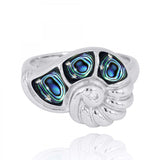 Seashell Ring with Abalone shell and White CZ