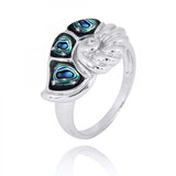 Seashell Ring with Abalone shell and White CZ