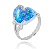 Seashell Ring with Blue Opal and White CZ