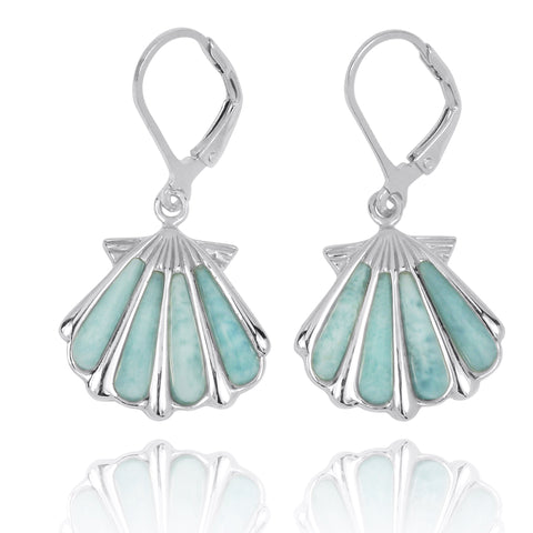 Shell with Larimar Lever Back Earrings