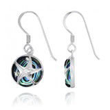 Silver Starfish with Crystal on Abalone shell French Wire Earrings