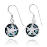 Silver Starfish with Crystal on Abalone shell French Wire Earrings