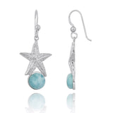 Starfish Earrings with Round Larimar