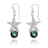 Starfish French Wire Earrings with Round Abalone shell