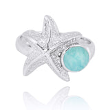 Starfish Ring with Round Larimar