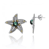 Starfish Stud Earrings with Abalone shell and Marcasite