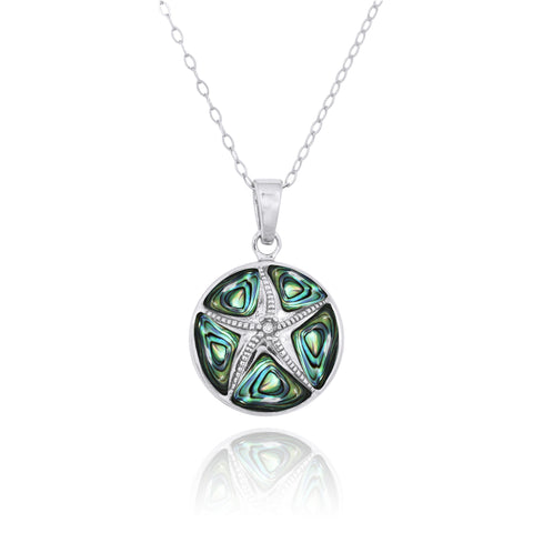 Starfish with Crystal and Abalone shell Pendant