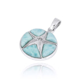 Starfish with Crystal and Larimar Pendant Necklace