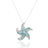 Starfish with Larimar and CZ Pendant