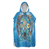 The Sea Turtle Totem Sand-Free Surf Poncho, Warm, Windproof, Changing Towel Hoodie