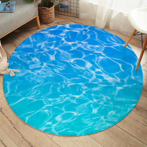 Turquoise Sea Round Floor Mat