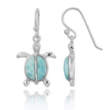 Turtle French Wire Earrings Larimar Stones