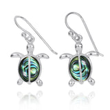 Turtle French Wire Earrings with 2 Abalone shell Stones