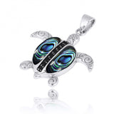 Turtle Pendant with Abalone shell and Black Spinel