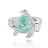 Turtle Ring with 2 Larimar Stones