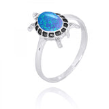 Turtle Ring with Blue Opal