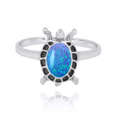 Turtle Ring with Blue Opal