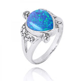 Turtle Ring with Teardrop Blue Opal