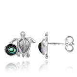 Turtle Stud Earrings with Round Abalone shell