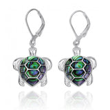 Turtle with Abalone shell Lever Back Earrings