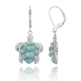 Turtle with Larimar Lever Back Earrings