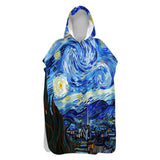 Van Gogh Starry Night Sand-Free Surf Poncho, Warm, Windproof, Changing Towel Hoodie