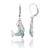 Whale Earrings with Larimar, London Blue Topaz and Black Spinel