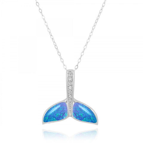 Whale Tail Blue Opal Pendant