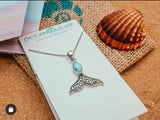 Whale Tail Pendant Necklace with Larimar