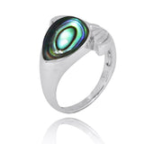 Whale Tail Ring with Abalone shell and White CZ