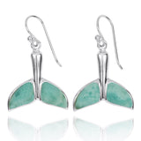 Whale Tail with Larimar French Wire Earrings