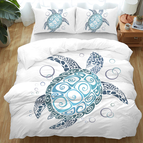 White Turtle Twist Doona Cover Set